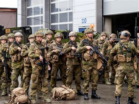 Soldiers with The Northen Brigade, Norwegian Army, conducting a readiness exercise in Finnmark ...