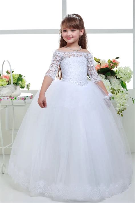 White Lace Sample Flower Girl Dresses For Wedding 2016 Pageant Baby ...