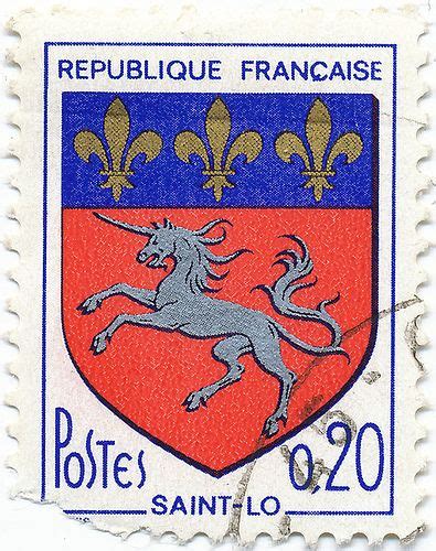 1966 French Stamp - Coat of Arms of Saint-Lô Art Bracelet, Stamped Bracelet, Handmade Sterling ...