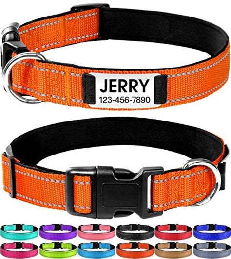 Joytale Personalized Dog Collar with Engraved Slide on ID Tags,Custom Reflective Collars for ...