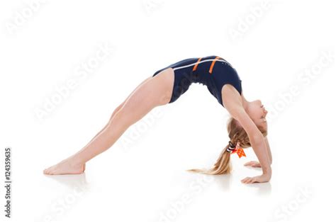 Gymnast: Side View Of Young Girl Doing A Backbend Bridge Stock Photo | Adobe Stock