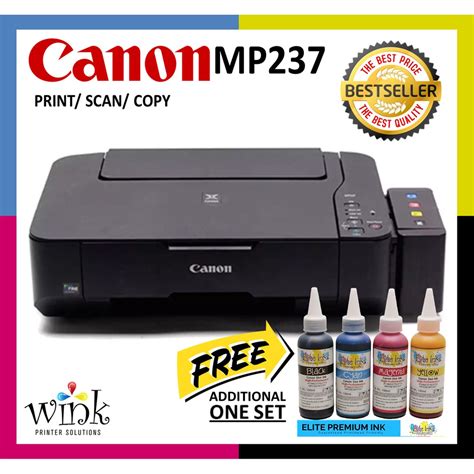 Canon Pixma MP237 Printer w/ CISS and Elite Premium Dye Inks PLUS FREE ...