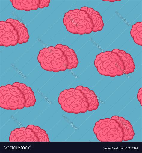 Seamless pattern pink brain on blue background Vector Image