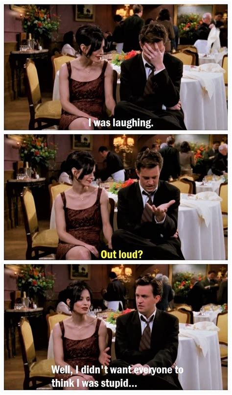 Chandler and Monica at Ross' wedding after Chandler's bombed toast ...