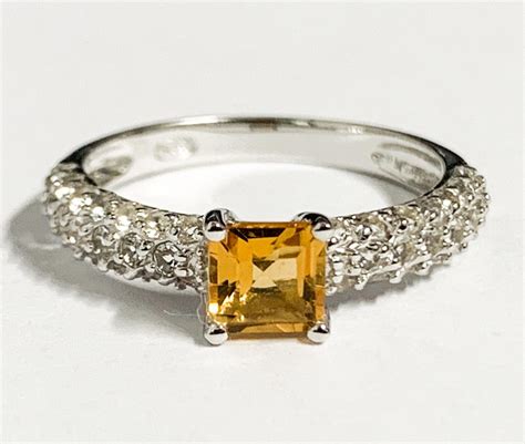 Stylish Natural Citrine And Topaz Ring ~ Silver