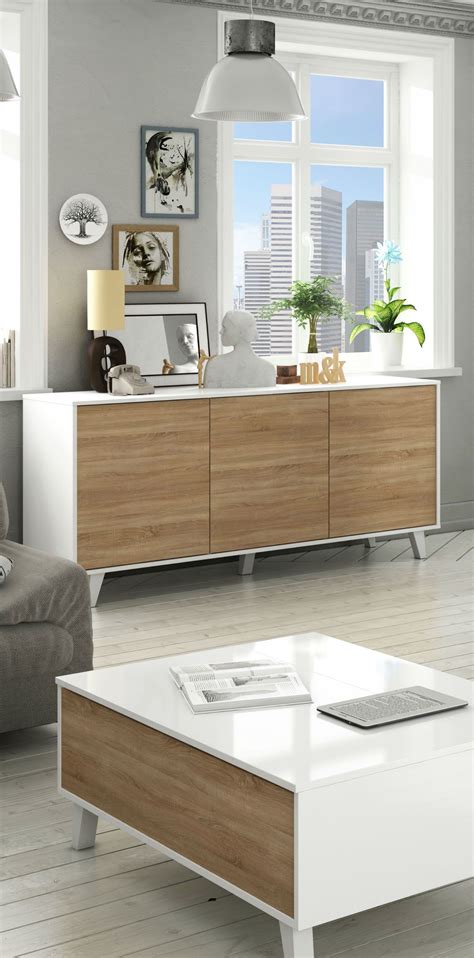 Sleek modern sideboard with Scandi influence, made of wood with white gloss finish | Sideboards ...