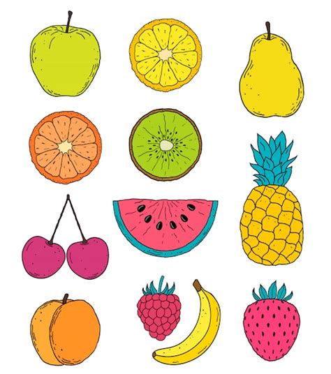 Dessin De Fruits Dessinés à La Main | Vecteur Premium