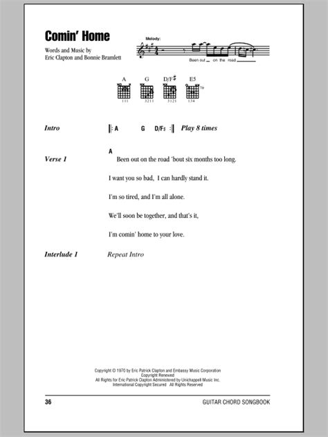 Comin' Home by Eric Clapton - Guitar Chords/Lyrics - Guitar Instructor