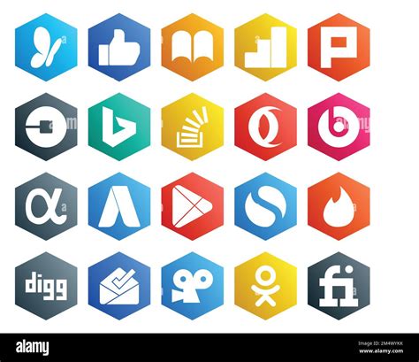 20 Social Media Icon Pack Including google play. app net. bing. beats pill. overflow Stock ...