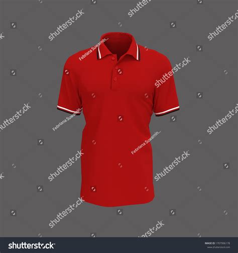 Blank Collared Red Shirt Mock Template Stock Illustration 1707996178 ...