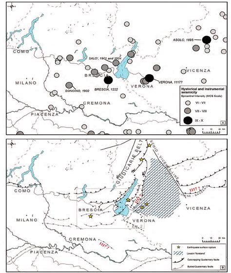 (A) Simplified seismicity map, modified after CPTI04 catalogue – (B)... | Download Scientific ...