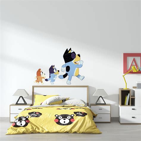 Buy Kids Bedroom Nursery Decor Art Bluey Bingo And Bandit Heeler Family Multi-colored Wall Decal ...