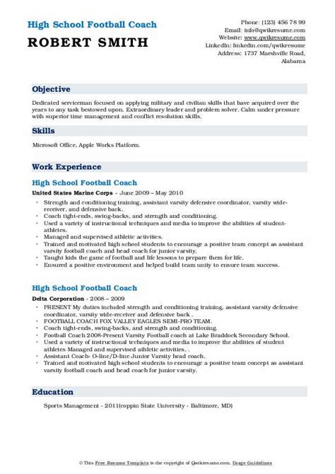 High School Football Coach Resume Samples | QwikResume