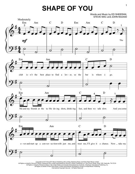 Download "Shape Of You - Ed Sheeran" sheet music. Digital score of ...