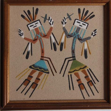 Lot - Three Navajo Native American Indian framed sand paintings; Four ...