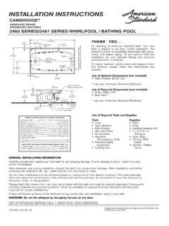 INSTALLATION INSTRUCTIONS - American Standard … / installation-instructions-american-standard ...