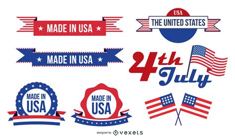 Made In USA Label Set Vector Download