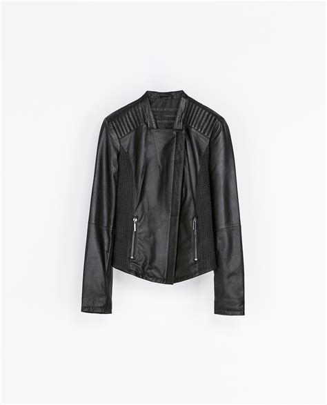 Zara Leather Jacket in Black | Lyst