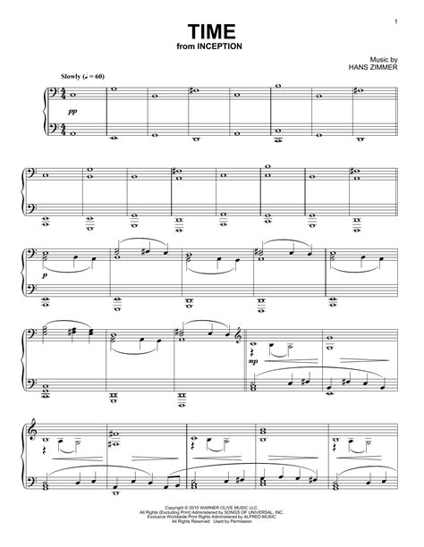 Time (from Inception) Sheet Music | Hans Zimmer | Piano Solo