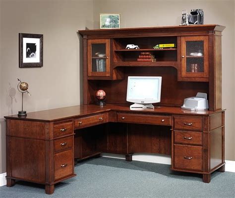 Arlington Executive L Desk with Optional Hutch Top from DutchCrafters