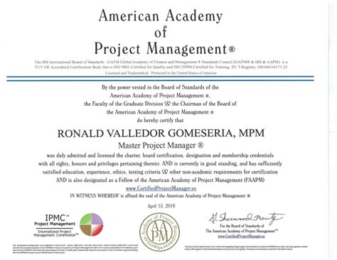 (PDF) “Certified Master Project Manager (MPM FAAPM) Certification Award”