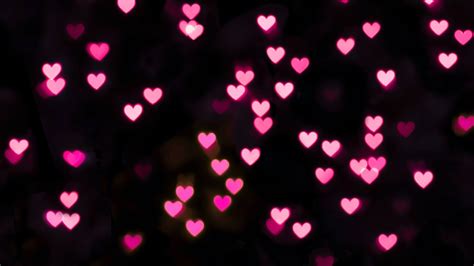 Pink hearts Wallpaper 4K, Illuminated, Black background