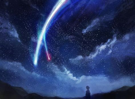 Comet in the night sky [Kimi no Na wa.] | Kimi no na wa wallpaper, Kimi no na wa, Your name anime