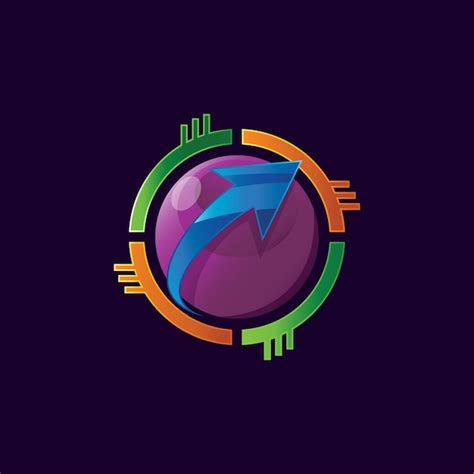 Premium Vector | Global arrow technology logo design