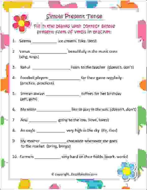 Simple Present Tense Worksheets For Grade 2 Simple Present Tense - Bank2home.com