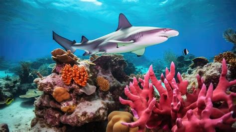 Premium AI Image | A hammerhead shark patrolling a tropical reef