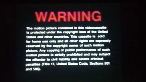 Warning Screen/Universal Studios (1998) Company Logo (VHS Capture ...