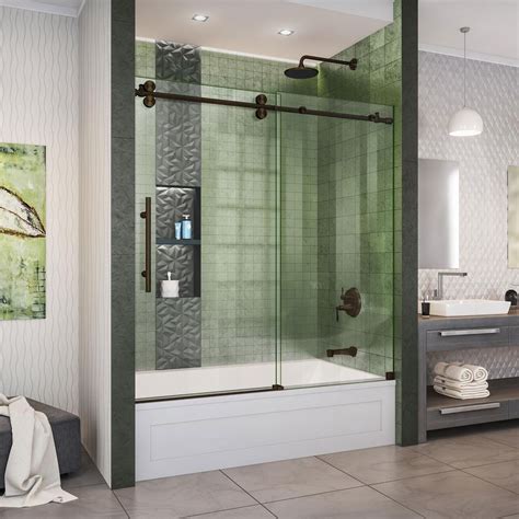 frameless bypass glass shower doors on tub oiled rubbed bronze - Google Search