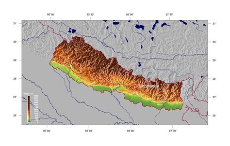 Large physical map of Nepal | Nepal | Asia | Mapsland | Maps of the World