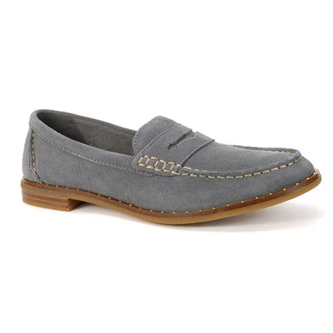 Sperry Top-Sider Women's Seaport Penny Suede Stud Grey Loafers STS84623 - WOOKI.COM