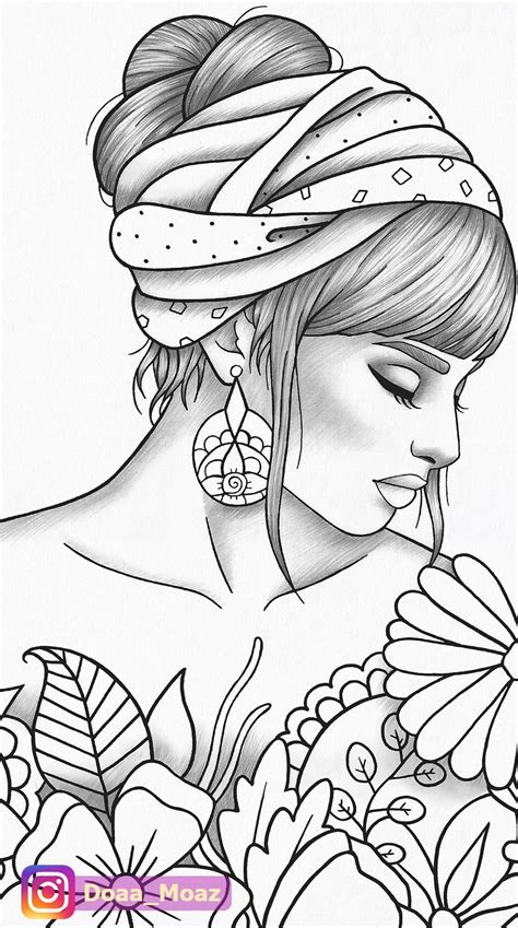 Printable coloring page girl portrait and clothes colouring sheet ...