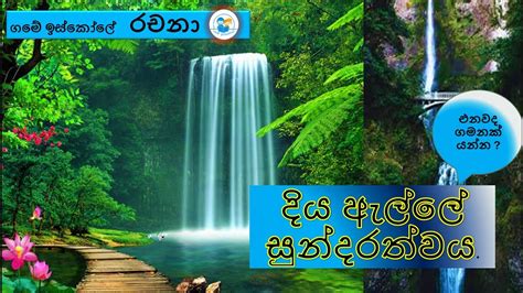 දිය ඇල්ලේ සුන්දරත්වය / diya alle sundarathwaya / රචනාව /essay / sinhala / අනුමාන රචනා / rachana ...