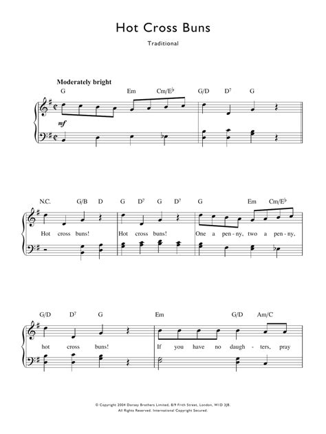 Traditional Nursery Rhyme - Hot Cross Buns at Stanton's Sheet Music