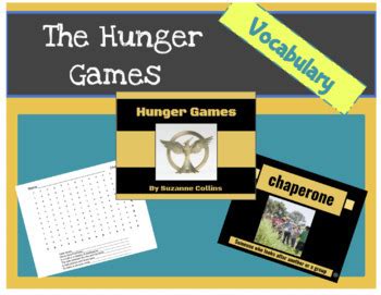 Hunger Games: Vocabulary w/ Definitions, Pictures and Word Searches