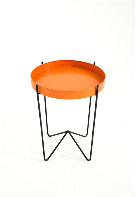 Orange Side Table | Cube coffee table, Leather side table, Dining table black