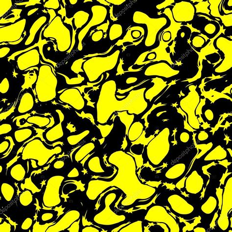 Abstract Paint Splatter - Bright Yellow Marble Like Splat Background - Splotches on Black ...