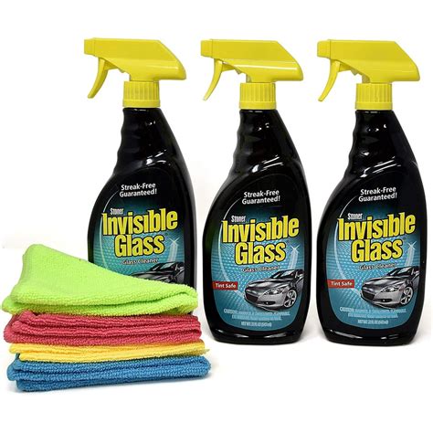 Invisible Glass Cleaner and Window Spray (3 Bottle & 4 Microfibers ...