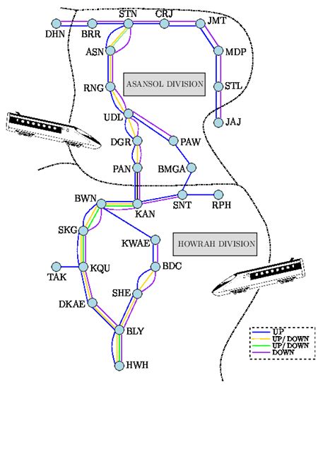 Major part of Howrah and Asansol Division, Eastern Railway, India ...