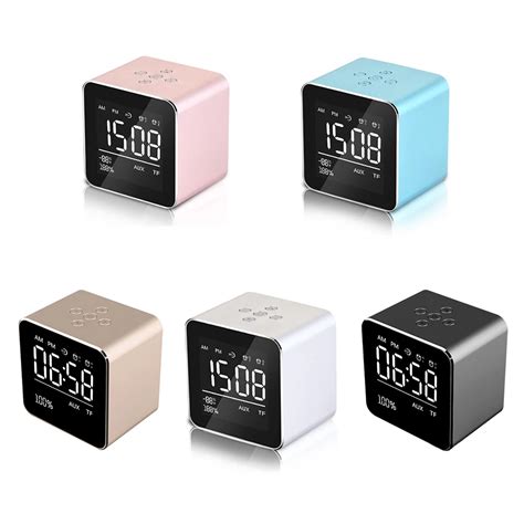 Digital Alarm Clock LED Desktop Table Alarm Clock Portable BT Wireless Mini Subwoofer Speaker ...