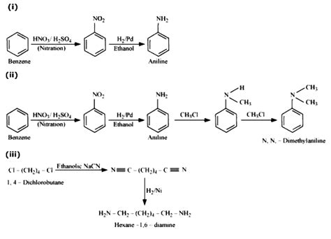 How will you convert (i) Benzene into aniline (ii) Benzene into N, N-dimethylaniline (iii) Cl ...