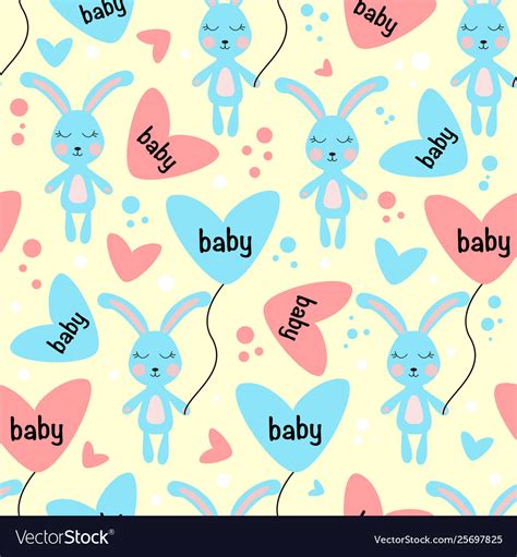 Seamless pattern with blue bunny Royalty Free Vector Image