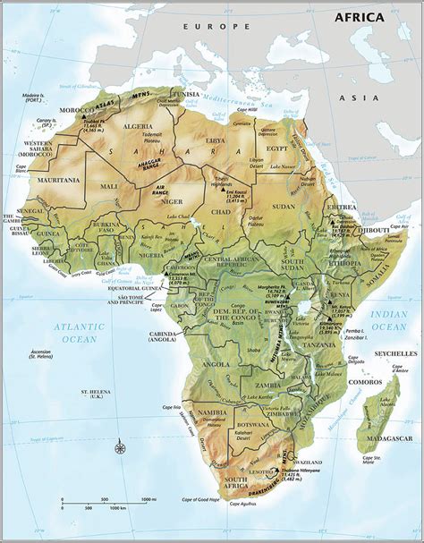 Africa Continent Map With Relief by Globe Turner, Llc