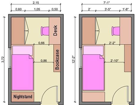 Plano de habitacion, Habitaciones estrechas, Diseño de habitación pequeña