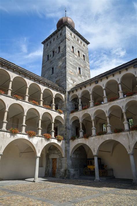 Courtyard of Stockalper Castle in Brig, Switzerland Editorial ...