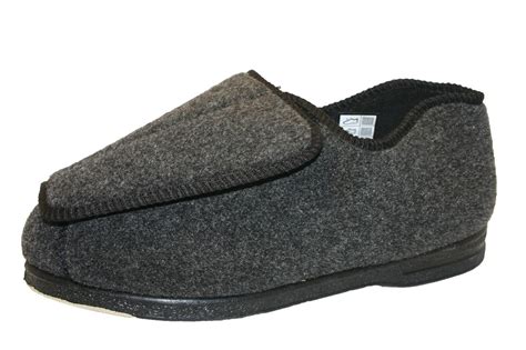 Men's Coolers EEE Fitting Extra Wide Orthopaedic Velcro Slippers Grey ...