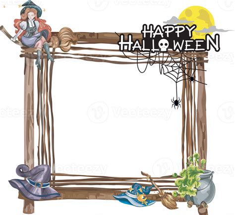 Halloween frame with wooden. 32067436 PNG